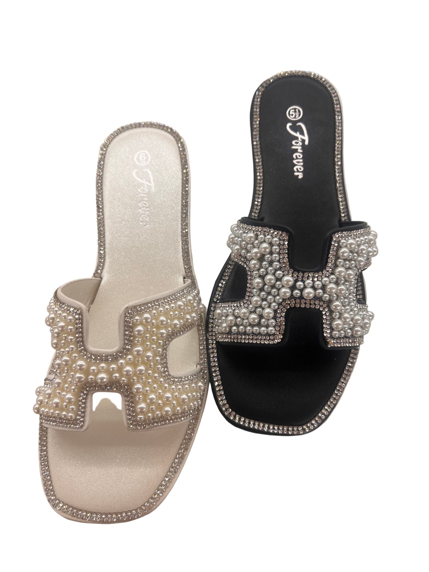 RHINESTONE/PEARL SLIDE SANDAL DEMO-37