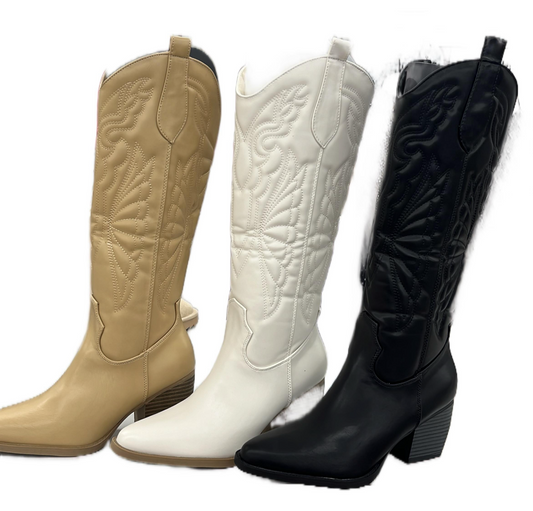 WESTERN BELOW THE KNEE BOOT WITH BLOCK HEEL TEXAS