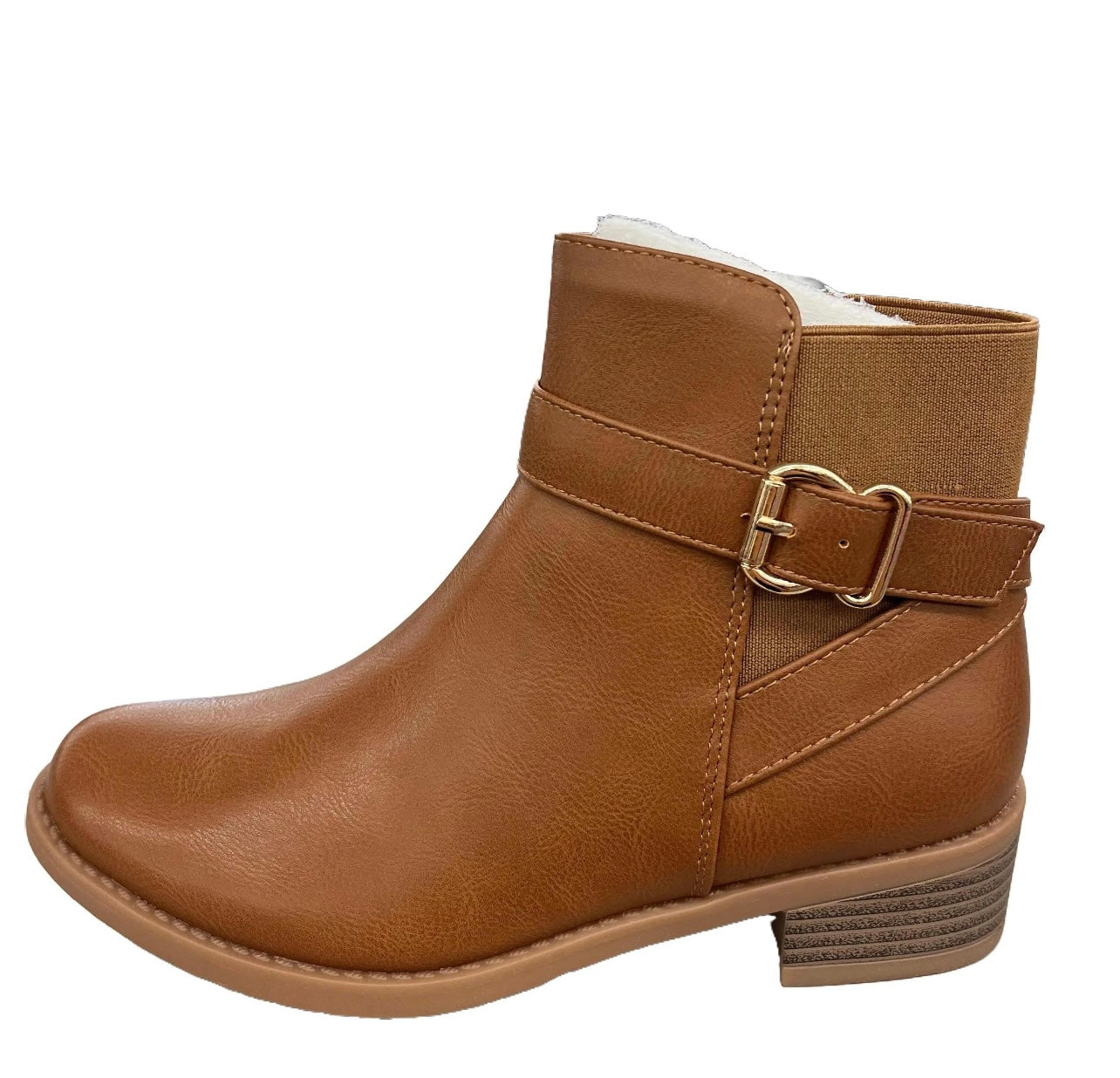 SIMPLE LITTLE BUCKLE ANKLE BOOT WITH ELASTIC DETAIL ALANA-1