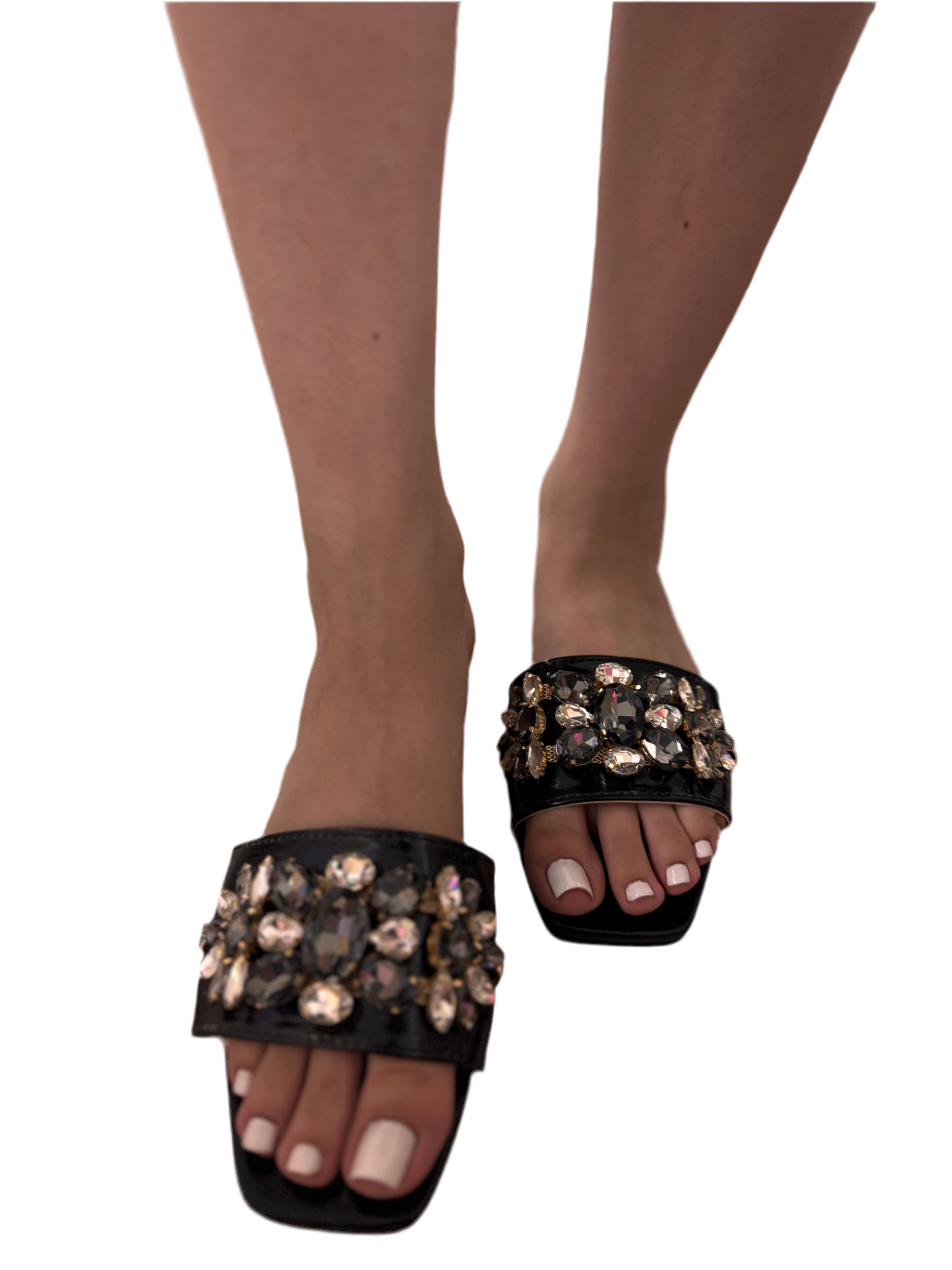 CHUNKY RHINESTONE BAND SLIDE SANDAL SUMMER-5