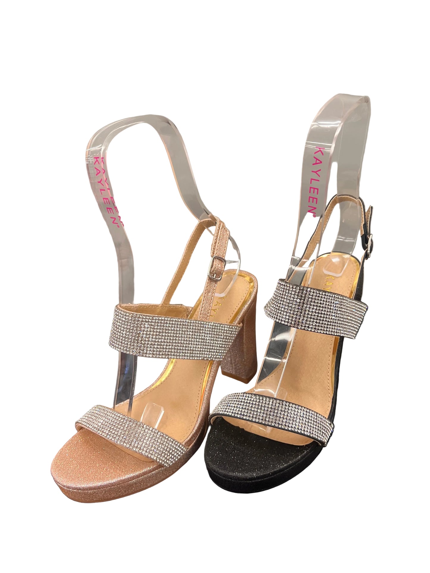 RHINESTONE BLOCK HEEL WITH THICK BANDS ELEGANT-9