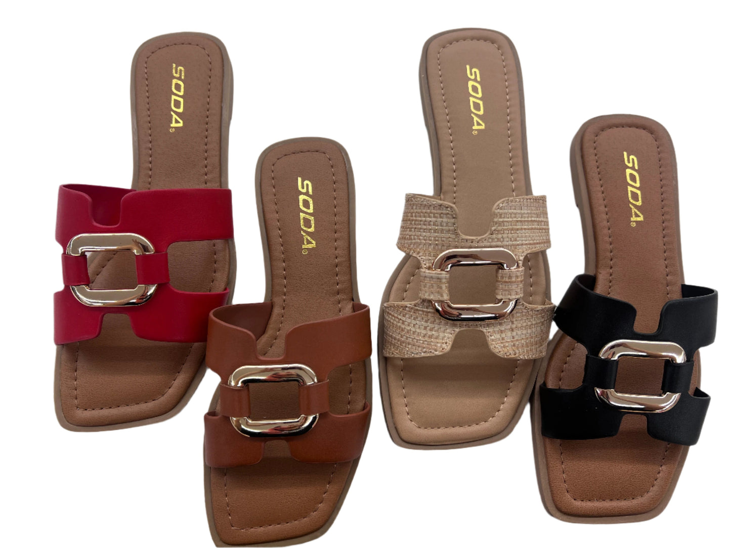 CASUAL SLIDE SANDAL WITH GOLD DETIAL FENG-S