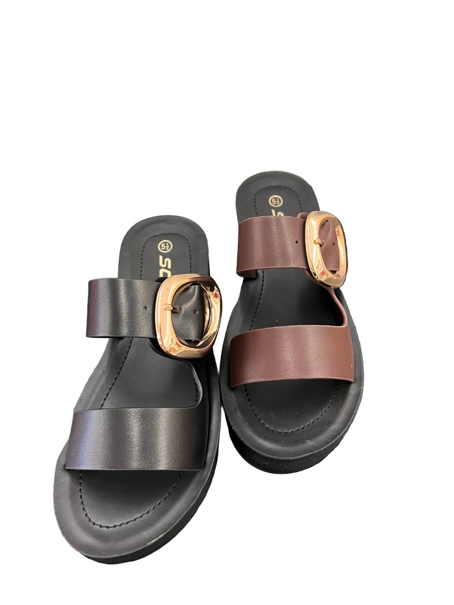 PLATFORM SLIDE SANDAL WITH GOLD BUCKLE SHANCE-S