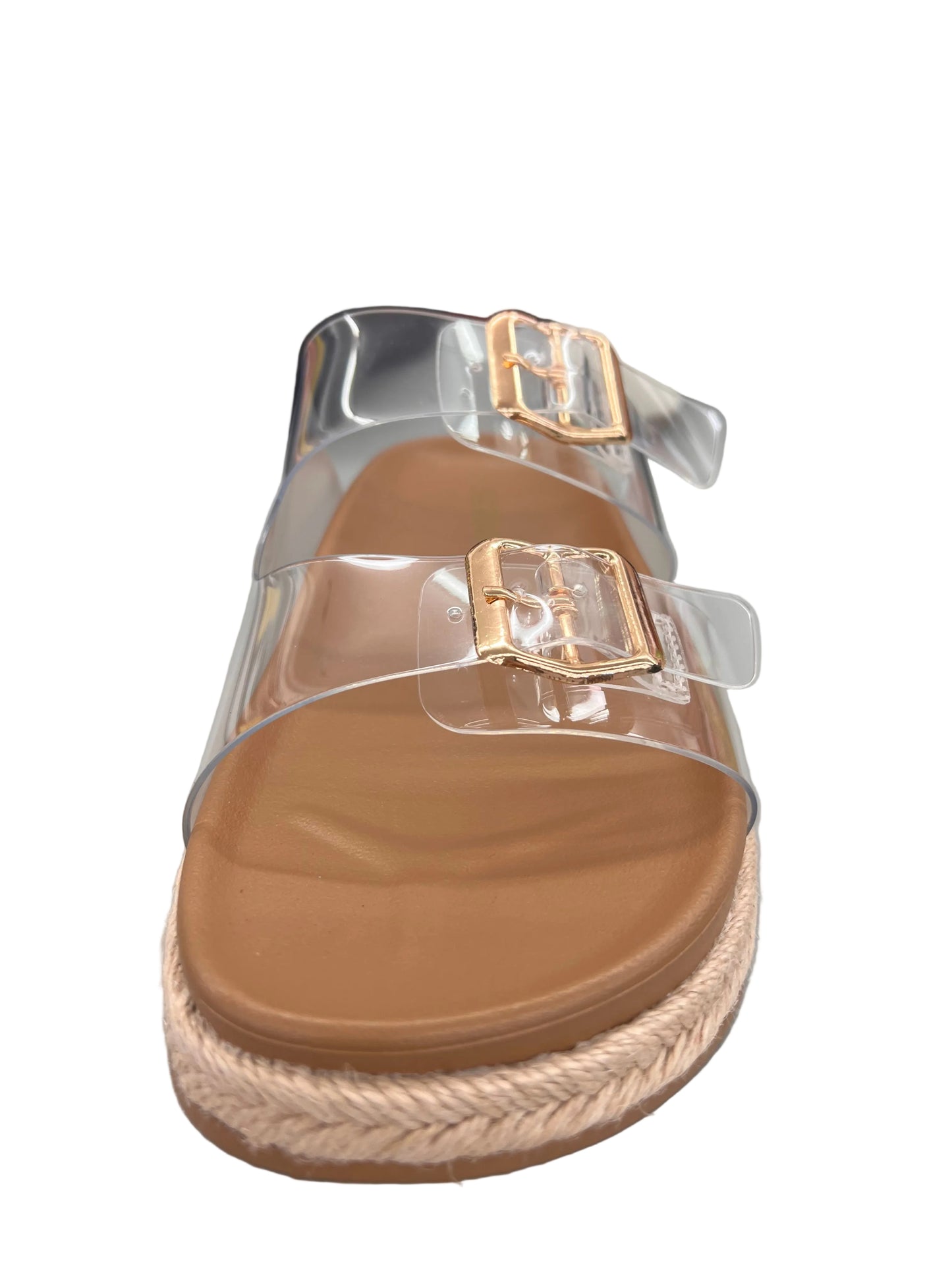 CLEAR DOUBLE BUCKLE PLATFORM SLIDE CREST-S