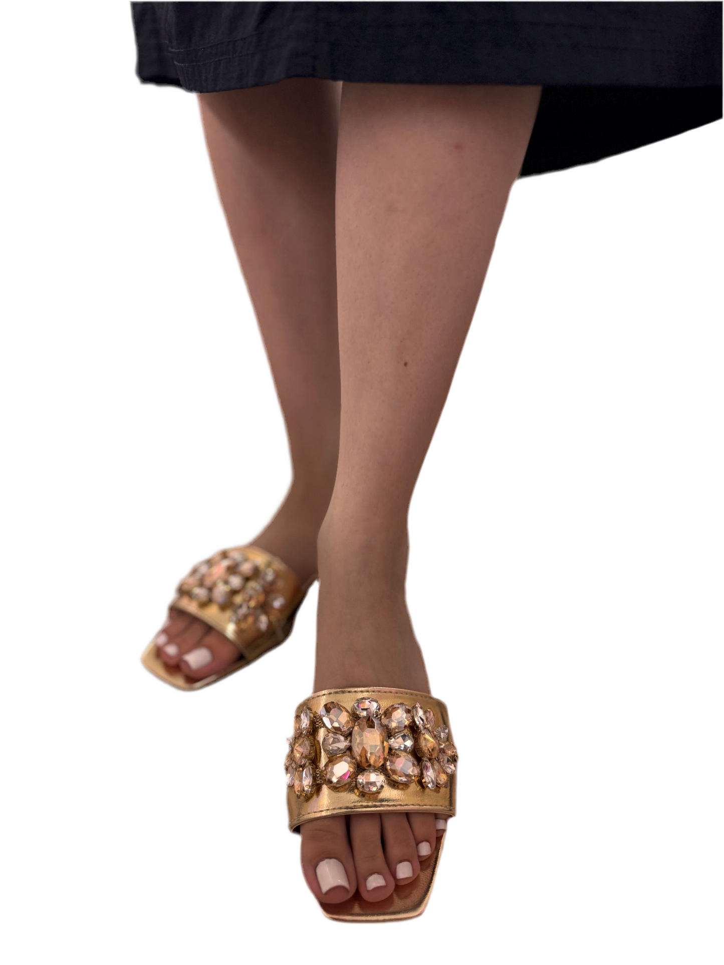 CHUNKY RHINESTONE BAND SLIDE SANDAL SUMMER-5
