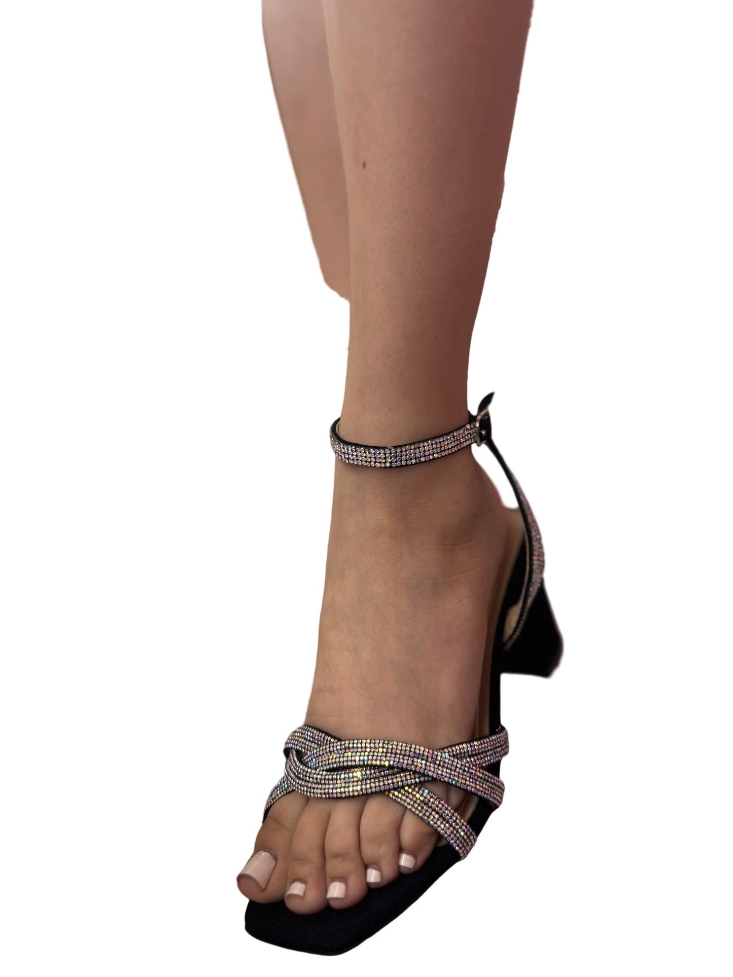 BLOCK HEEL WITH RHINESTONE TOE BAND AYADA-8