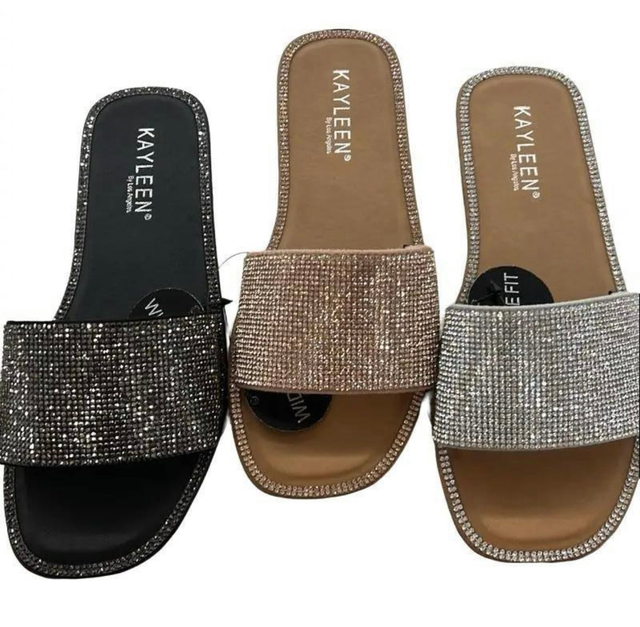 WIDE FIT RHINESTONE SLIDE SANDAL WFMIA-41