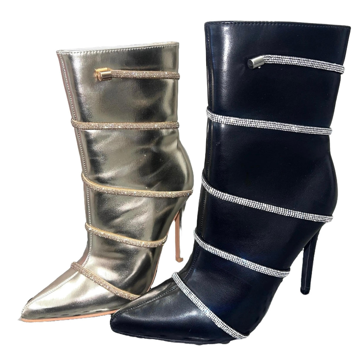 STILETTO RHINESTONE MID ANKLE BOOT LUCIA