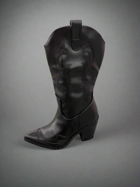 WESTERN BELOW THE KNEE BOOT WITH BLOCK HEEL MONTANA