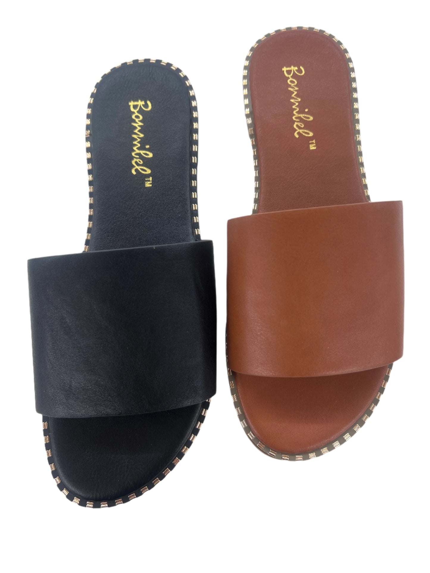 CASUAL SLIDE SANDAL WITH GOLD DETAIL MICAH-1