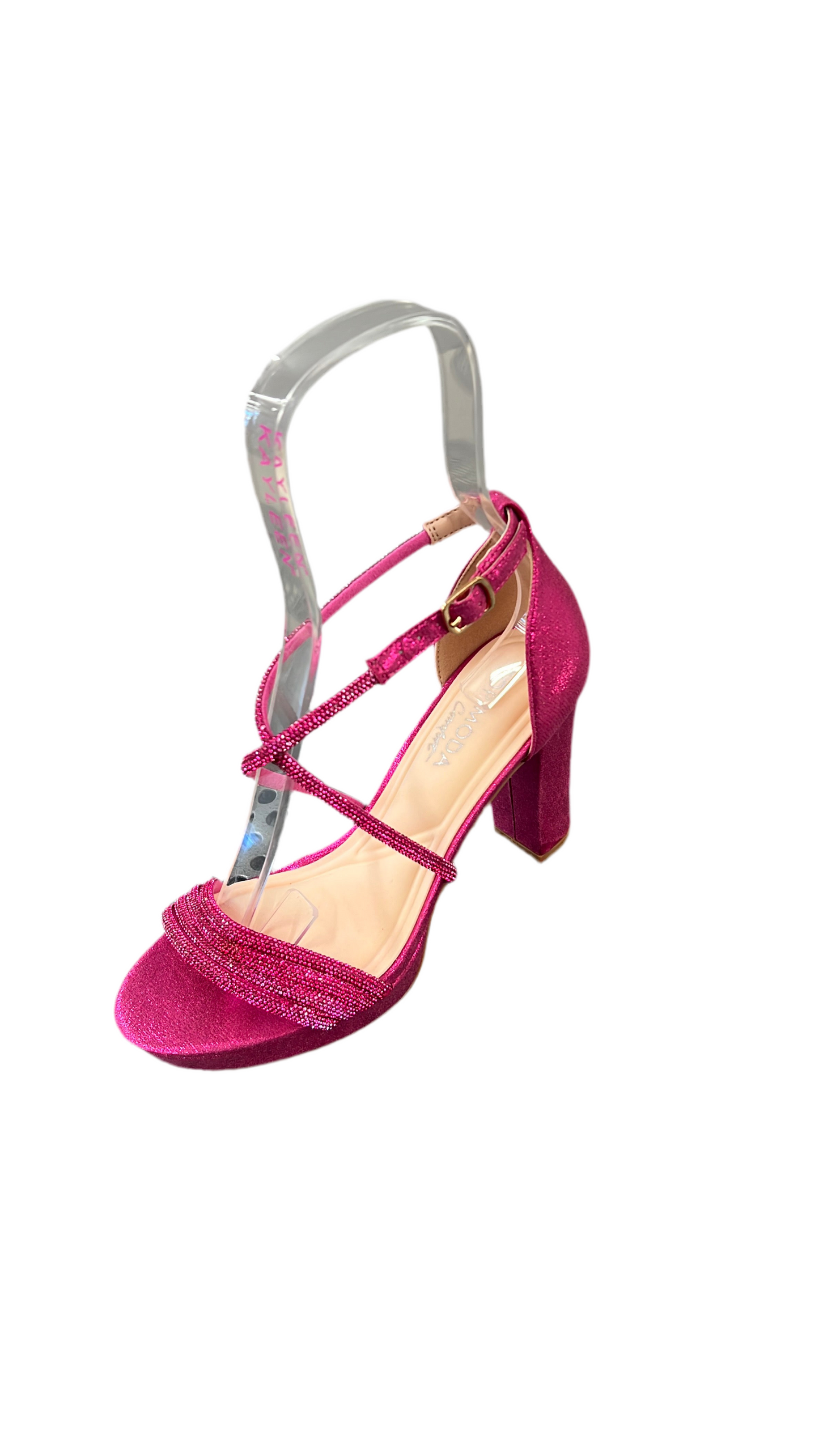STRAPPY RHINESTONE BLOCK HEEL ASIA-99