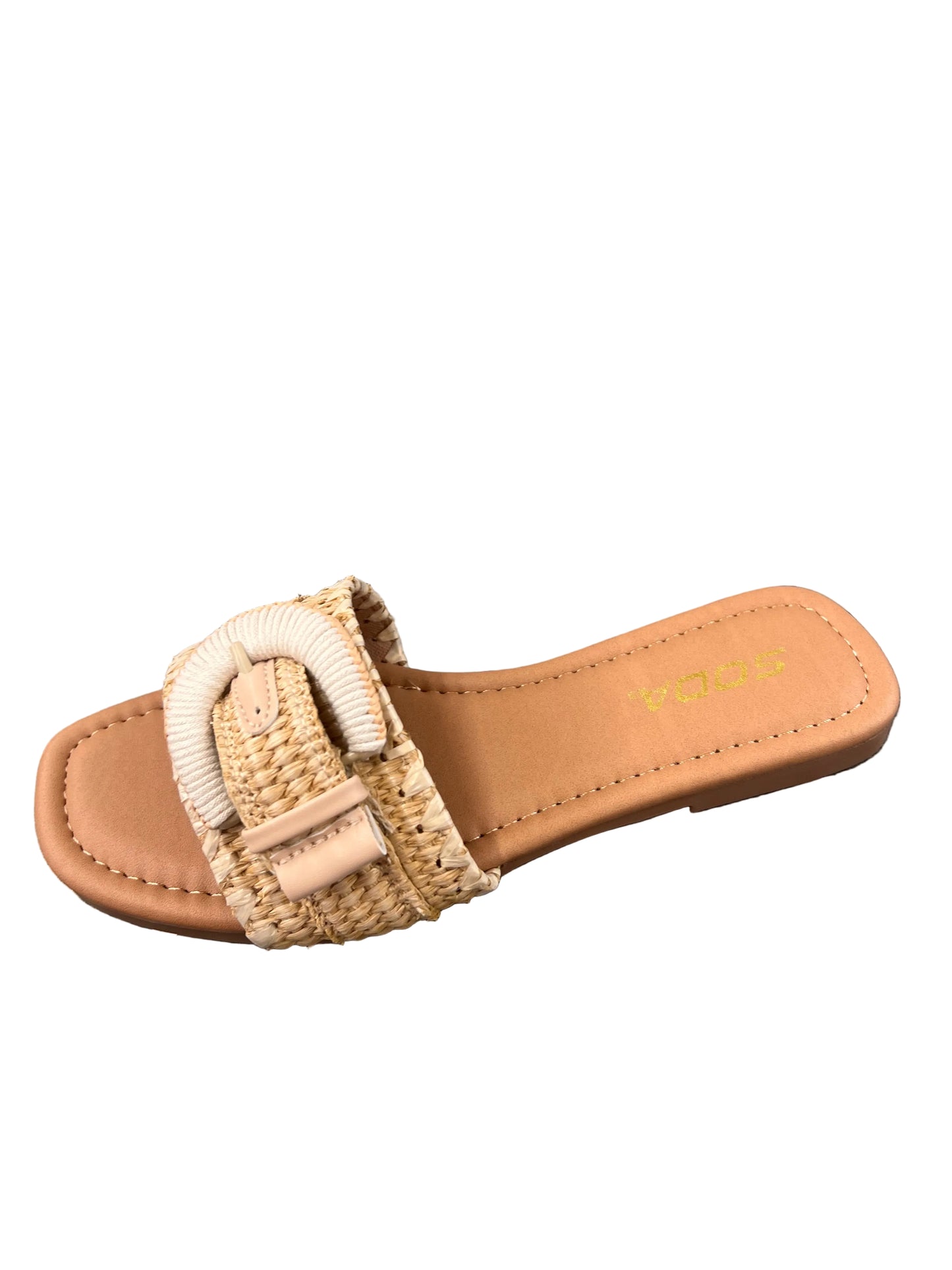 RAFFIA BUCKLE SLIDE SANDAL SARAH-S