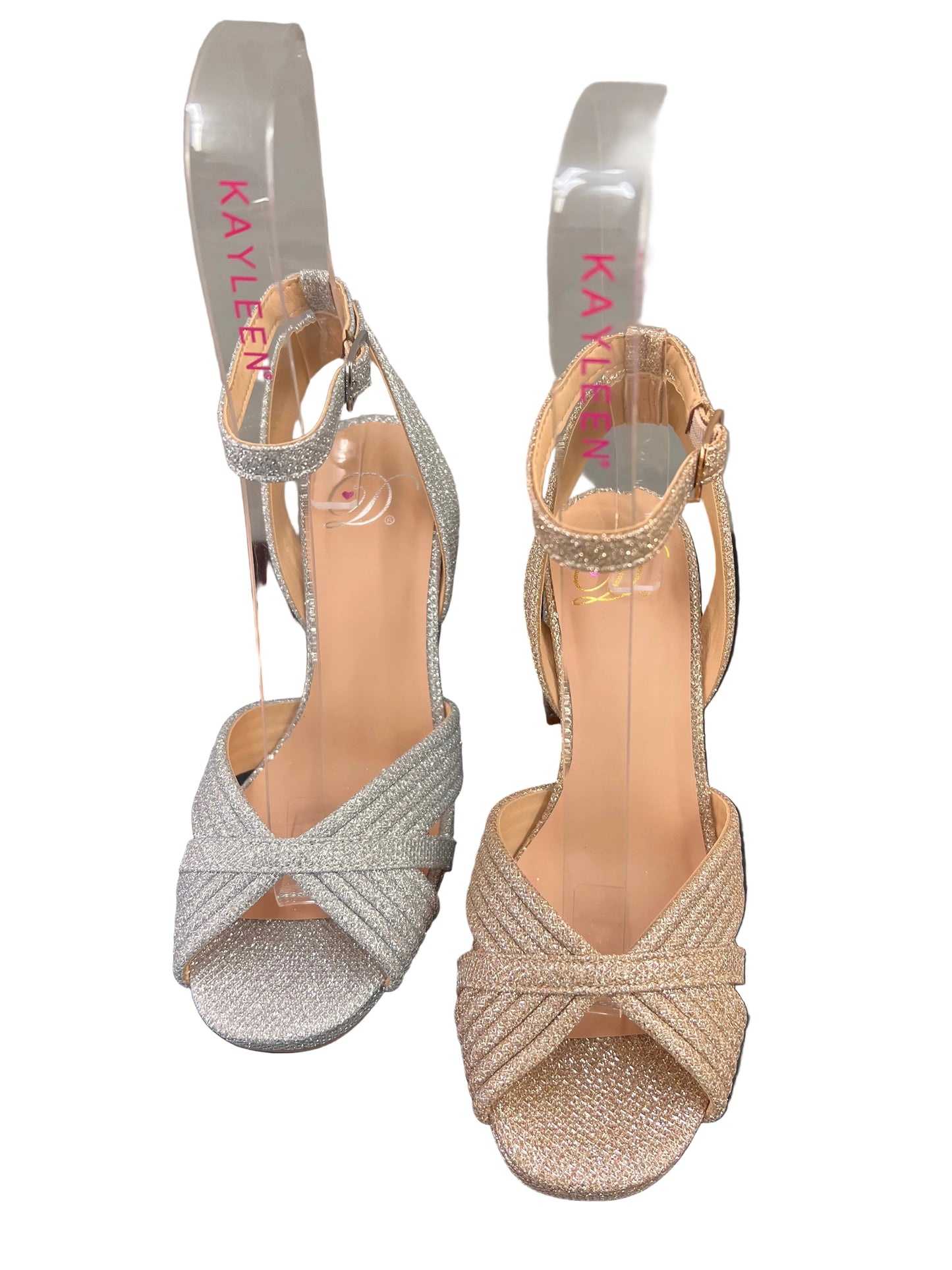 GLITTERY BLOCK HEEL WITH CROSS BAND DUFFY-S