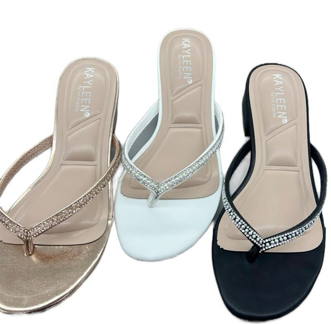 RHINESTONED KITTEN BLOCK HEEL FLIP FLOP NADY-51