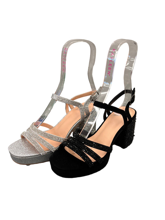 STRAPPY RHINESTONE BLOCK HEEL I-CARUS-S