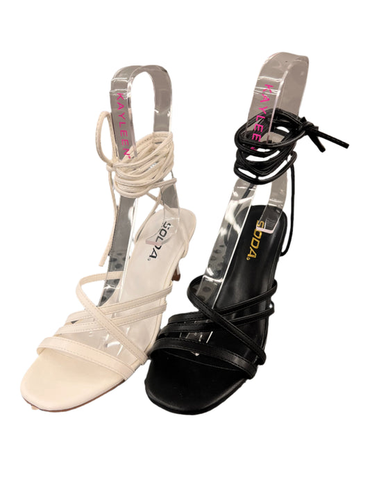 STRAPPY FAUX LEATHER KITTEN HEEL VOLETTA-S