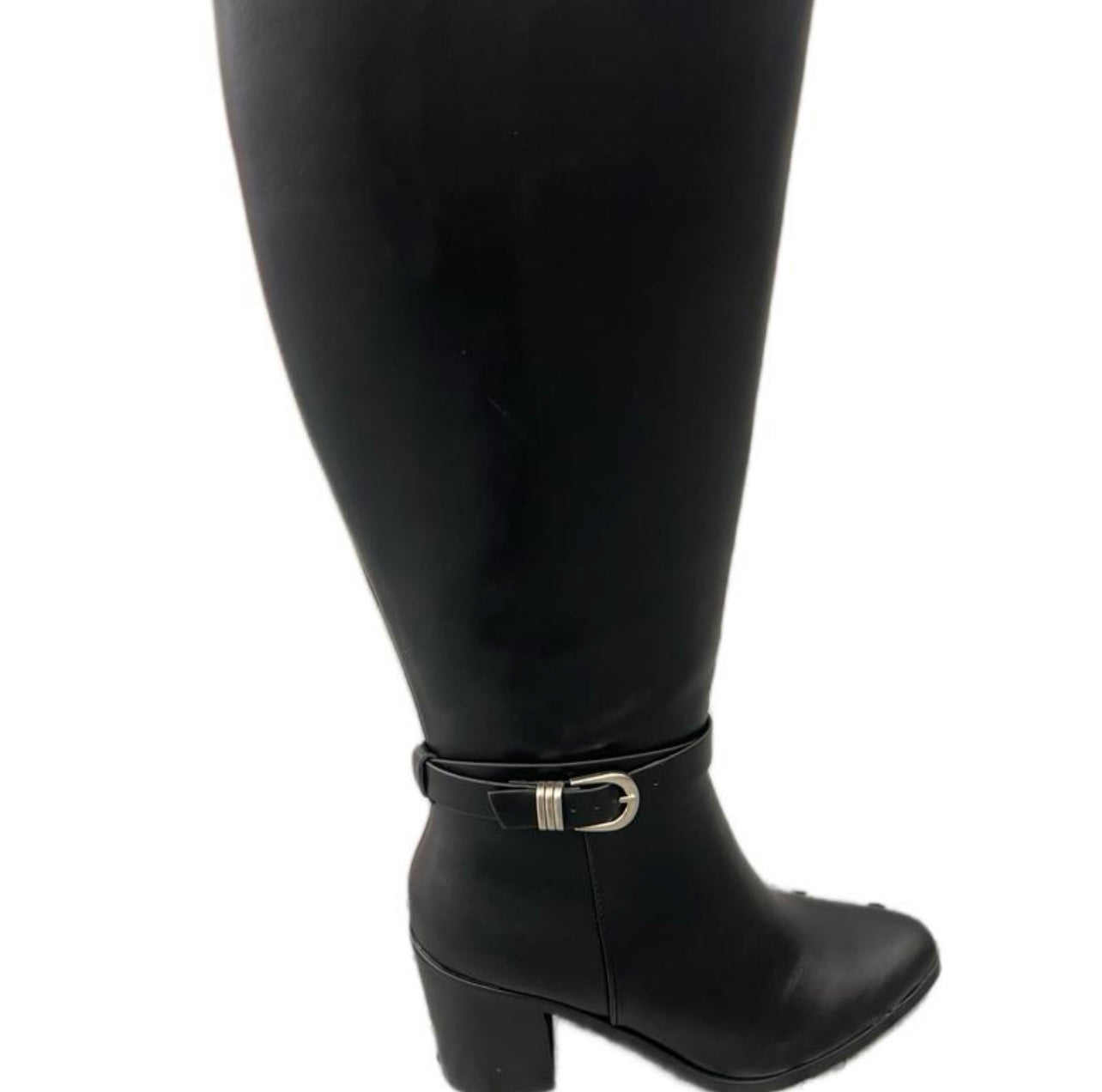 FAUX LEATHER BOOT WITH BUCKLE DETAIL AMELIA-AS