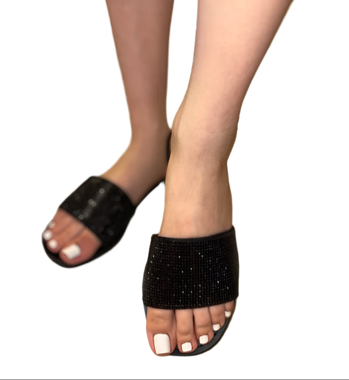 WOMEN RHINESTONE SANDAL SLIDE IN. JUSTICE-S