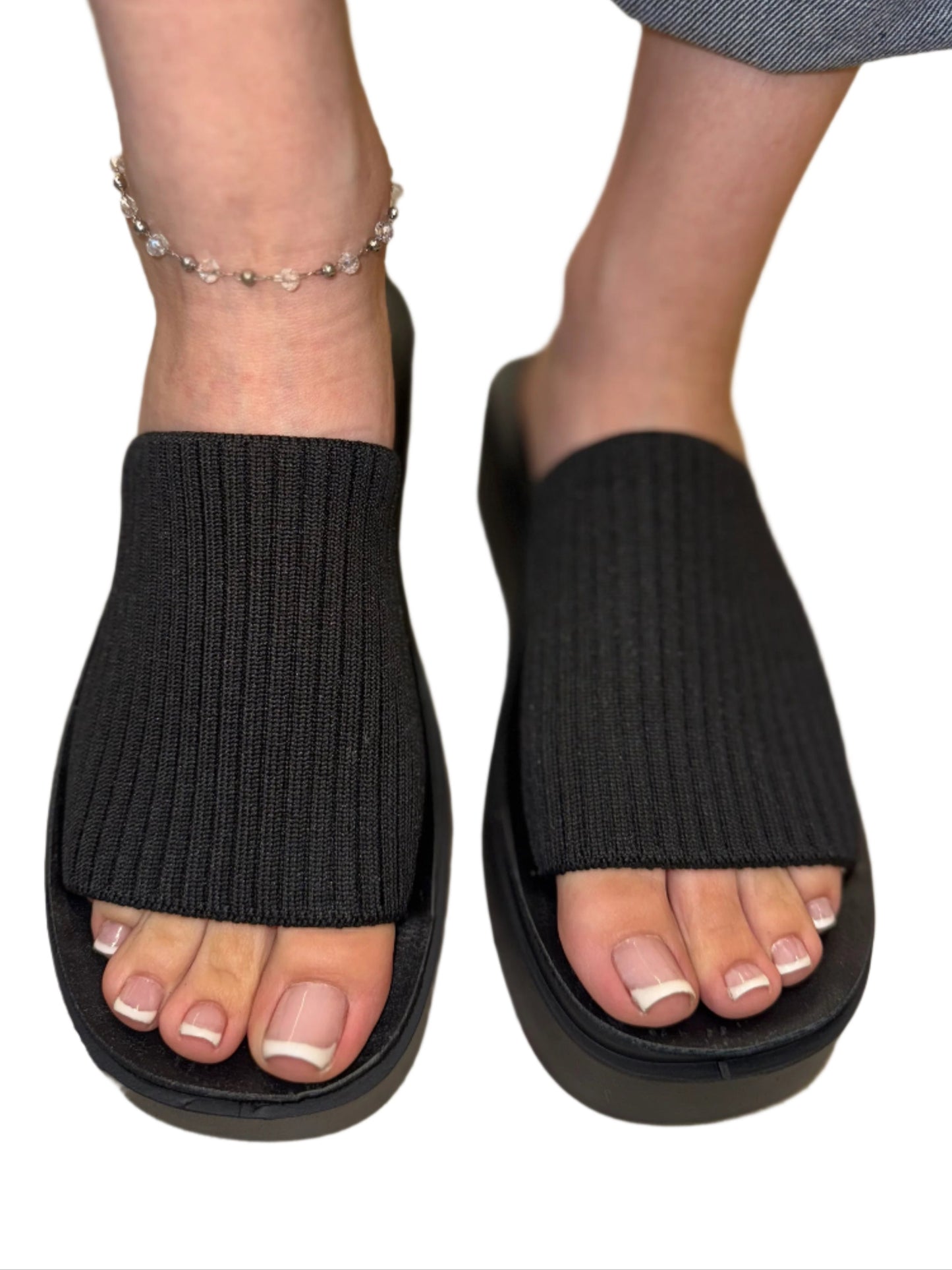 CASUAL PLATFORM SLIDE SANDAL WITH ELASTIC BAND FARLEY-S
