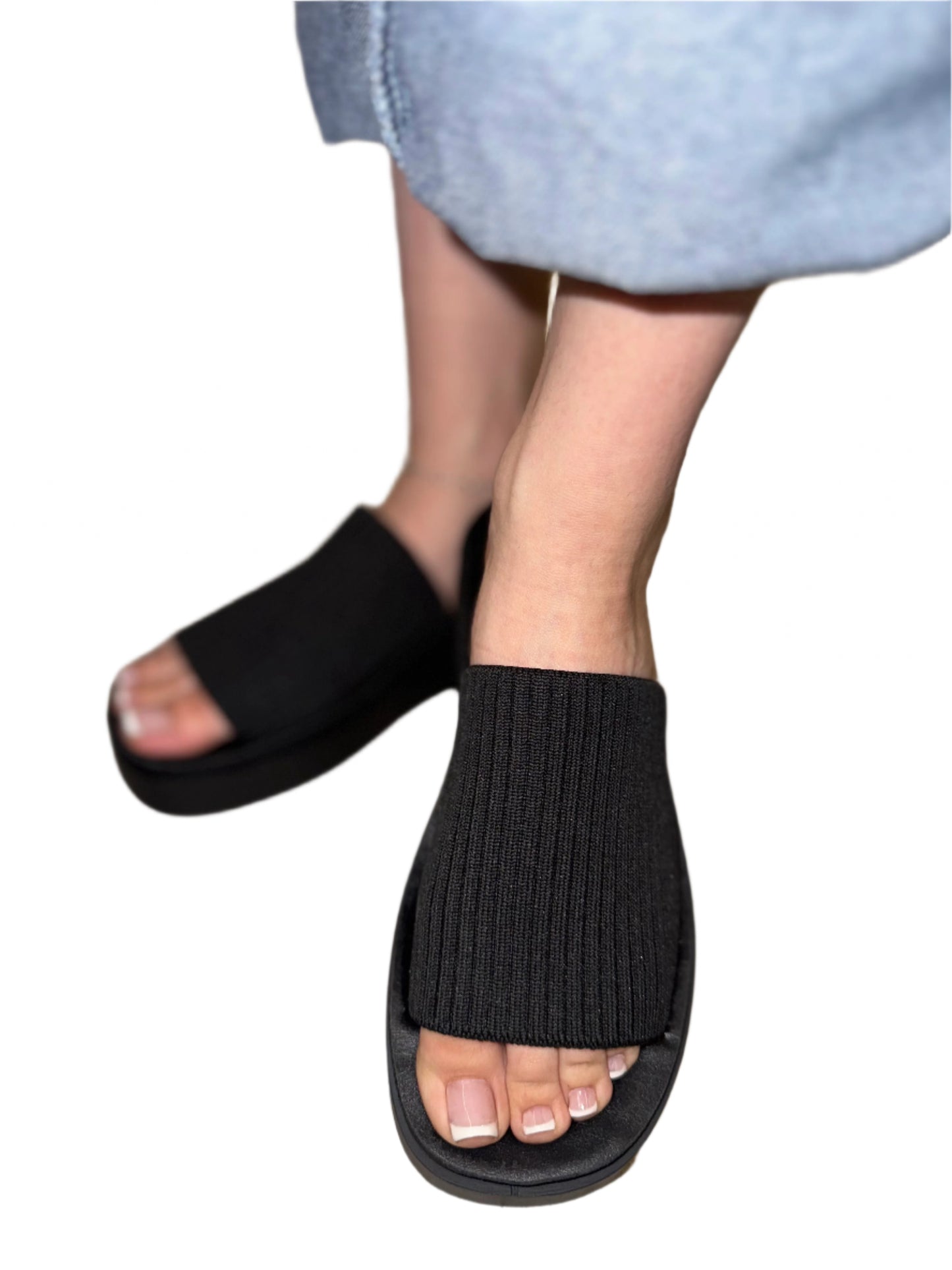 CASUAL PLATFORM SLIDE SANDAL WITH ELASTIC BAND FARLEY-S