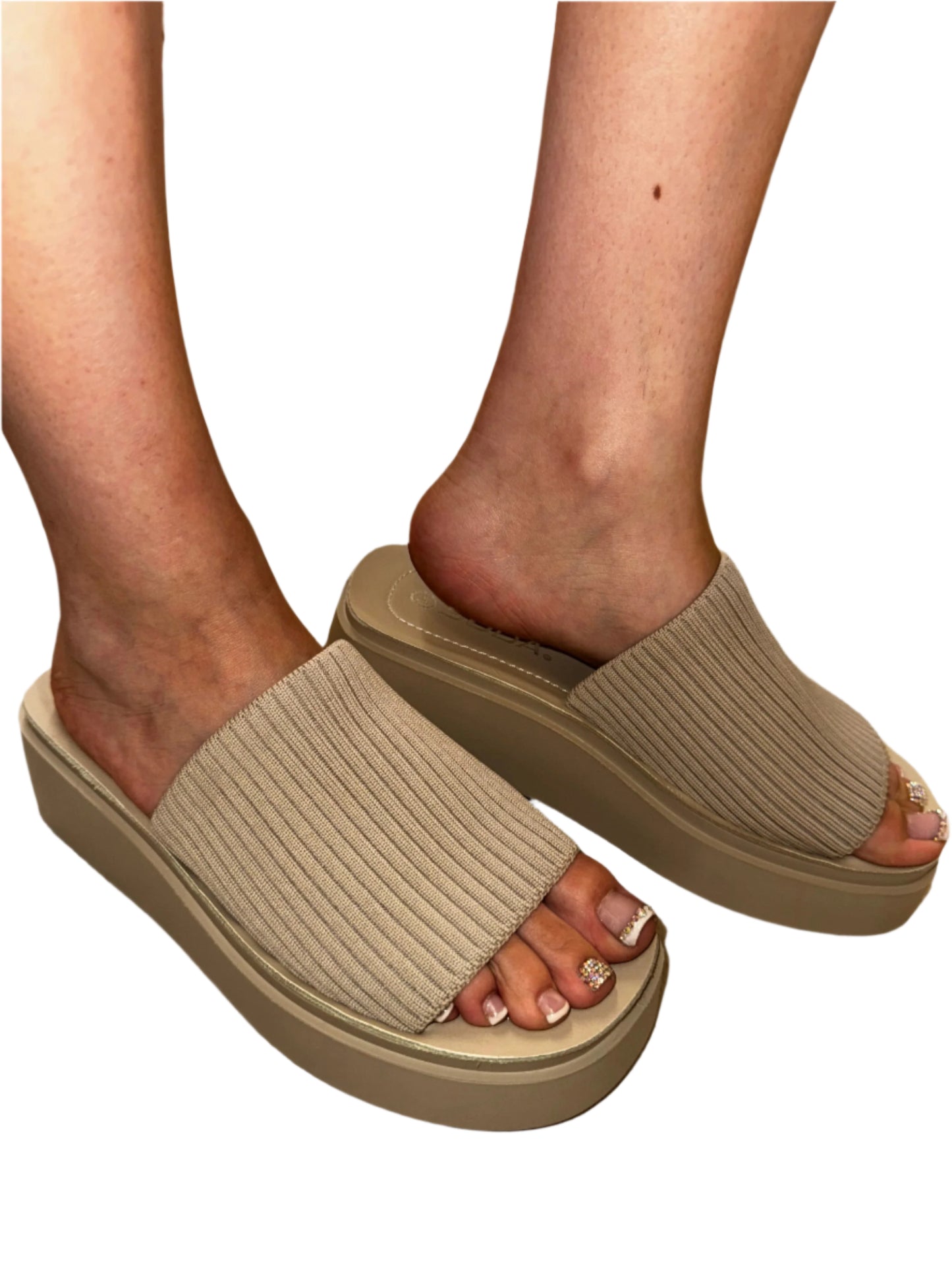 CASUAL PLATFORM SLIDE SANDAL WITH ELASTIC BAND FARLEY-S