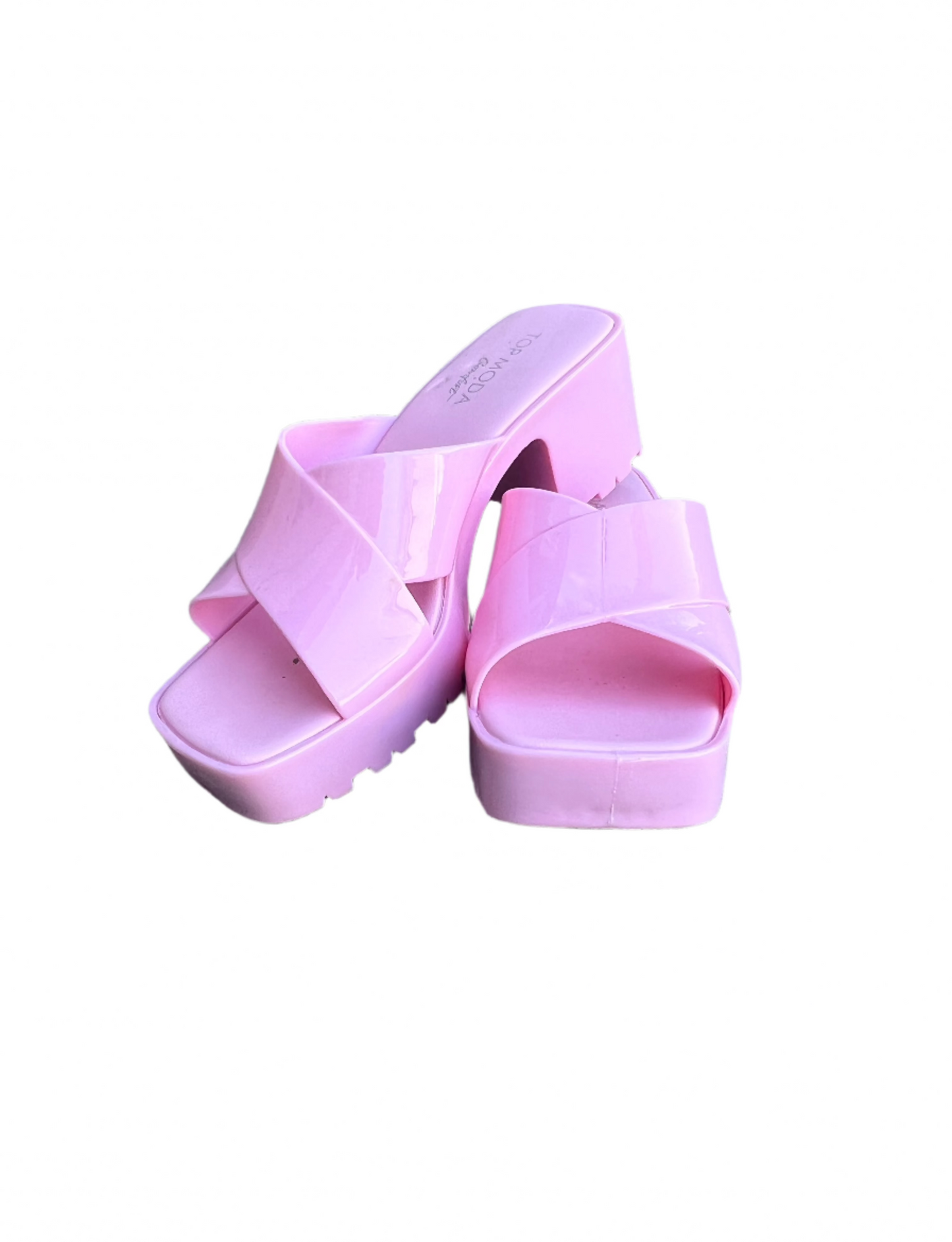 WOMENS SLIDE IN CHUNKY HEEL JELLY SANDALS