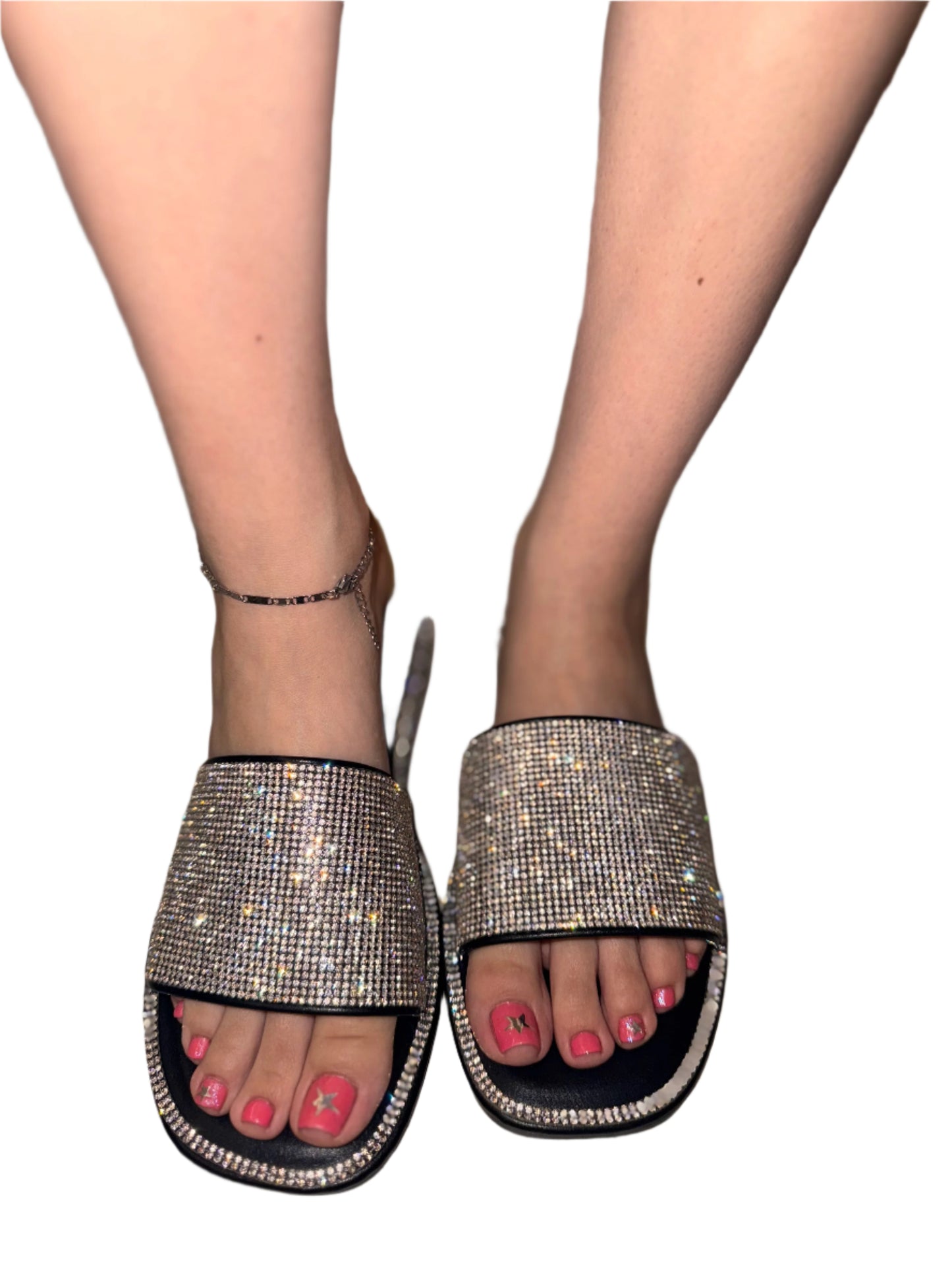 THICK RHINESTONE BAND SLIDE SANDAL WIDE FIT MEDUSA-56W