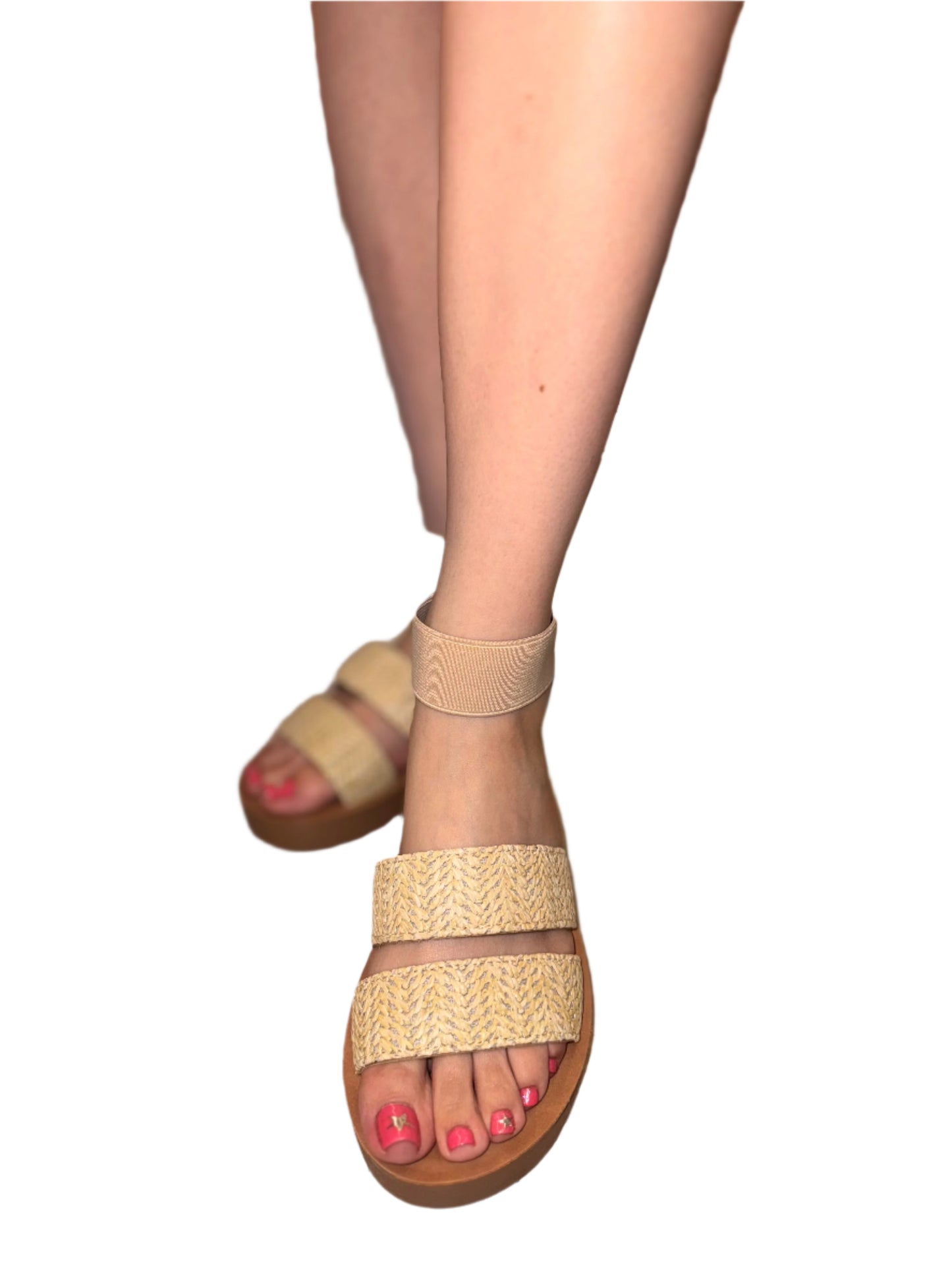 CASUAL RAFFIA SANDAL WITH LITTLE PLATFORM ROLLUP-AS