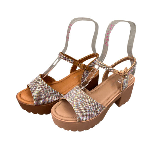 RHINESTONE BAND BLOCK HEEL KIRA-46
