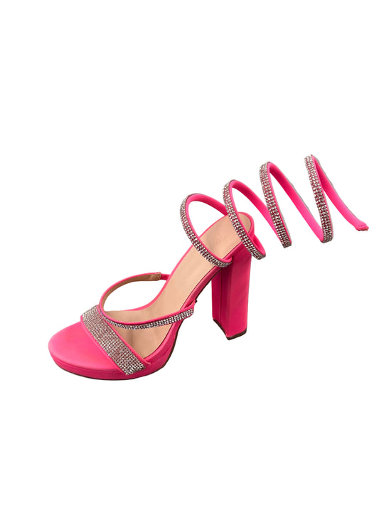 HOT PINK SPIRAL BLOCK HEEL MORRIN-65