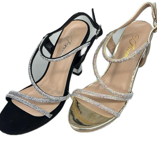 STRAPPY RHINESTONE THIN BLOCK HEEL DIVISION-34