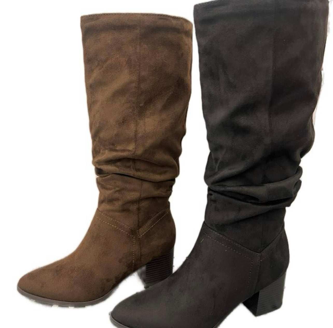 SUEDE BELOW THE KNEE BLOCK HEEL BOOT YVONNE