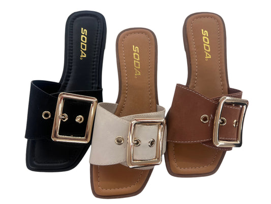 FLAT BUCKLE SLIDE SANDAL OPERA-S