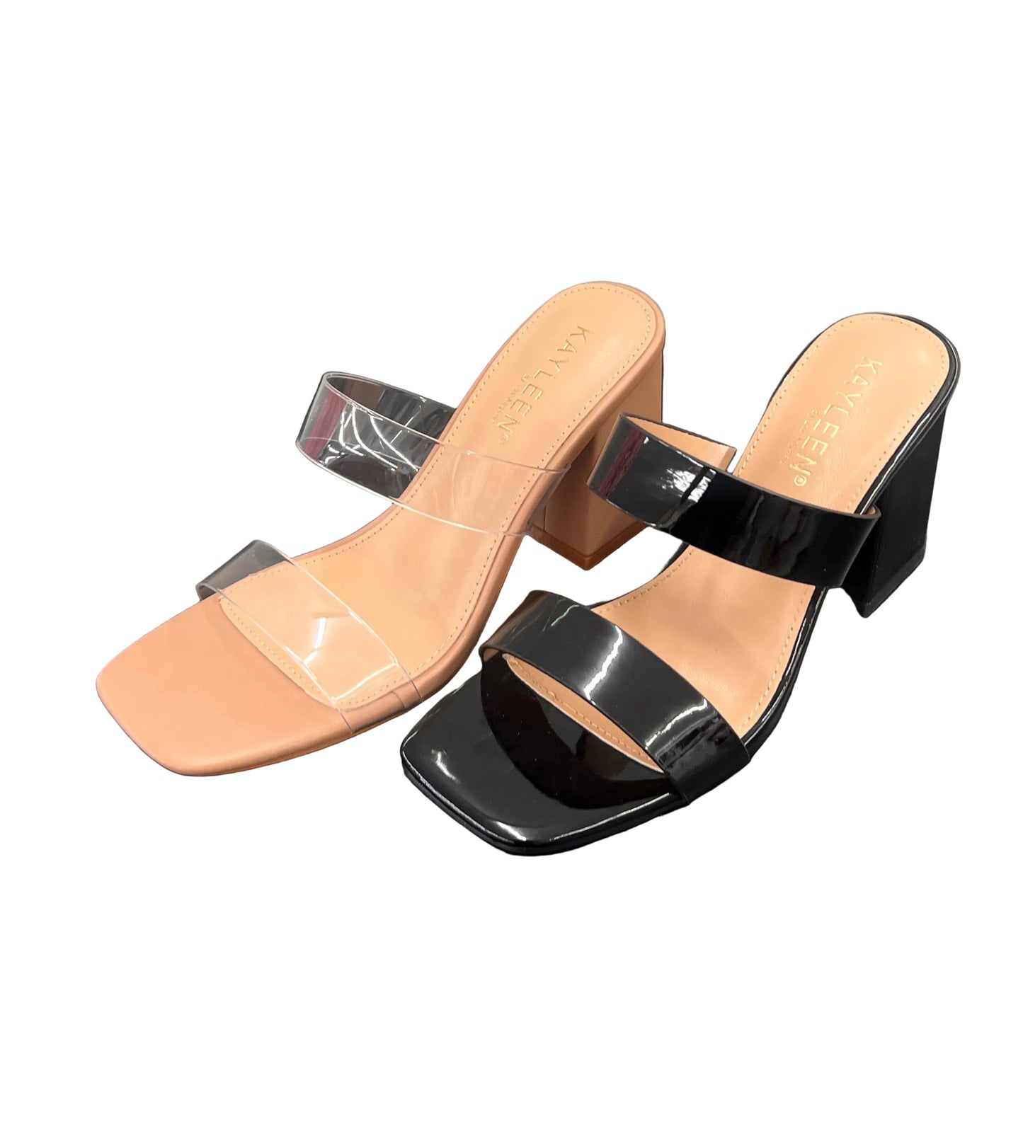 DOUBLE STRAP BLOCK HEEL SLIDE ACASIA-201