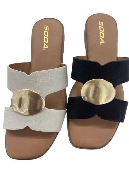 CASUAL SLIDE SANDAL WITH GOLD PLATE SAYLOR-S