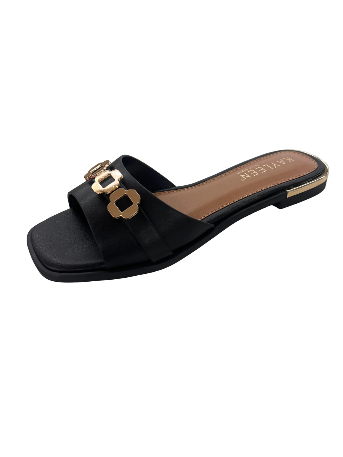 FLAT SLIDE SANDAL WITH GOLD DETAIL BESTY-13