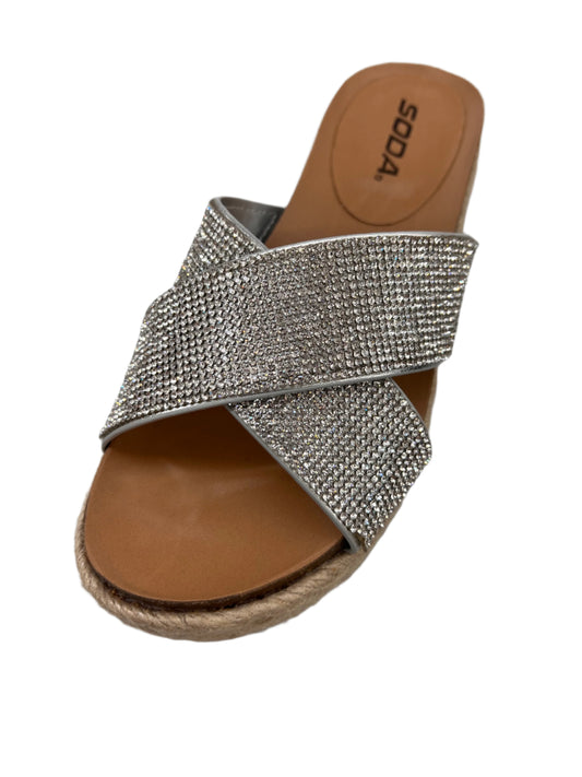 SUMMER PLATFORM RHINESTONE CROSS SANDAL SLIDE DELTA-S