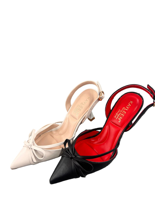 POINTED TOE KITTEN HEEL PUMP WITH BOW DETAIL ALEXY-22