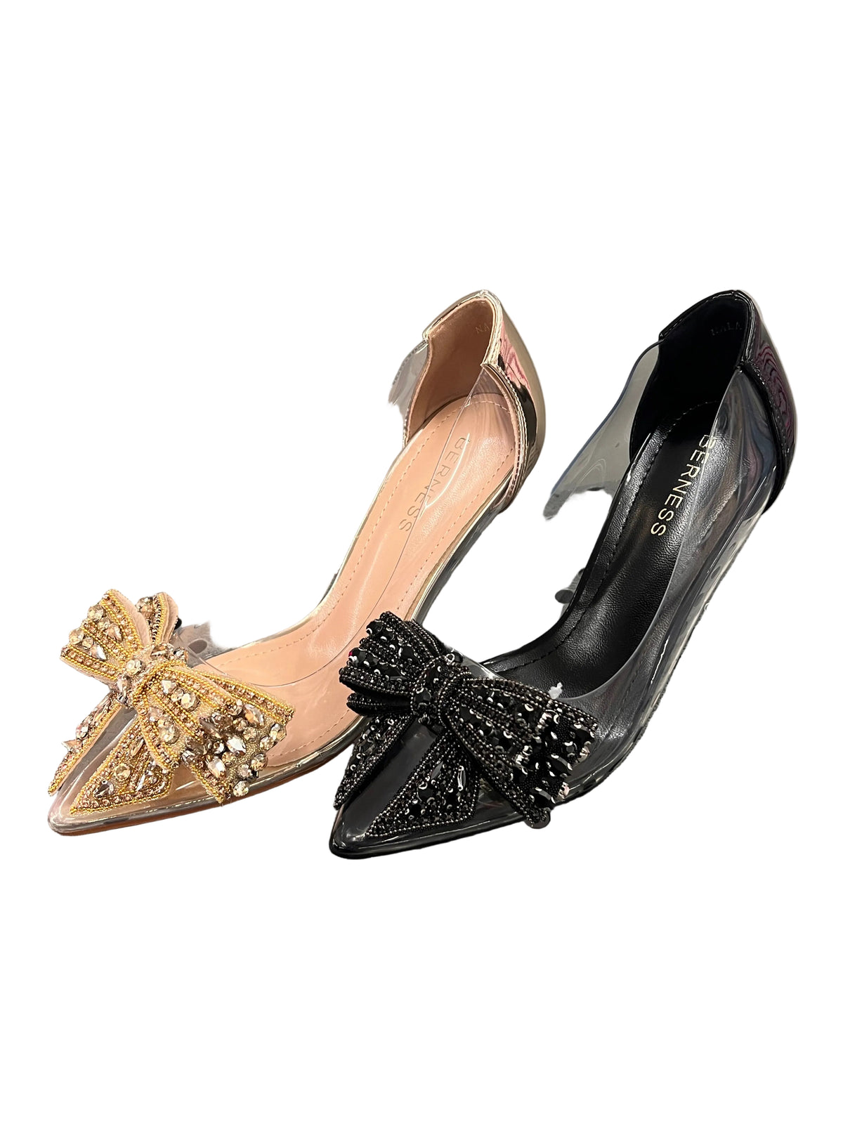 CLEAR RHINESTONE POINTED TOE STILETTO NALA