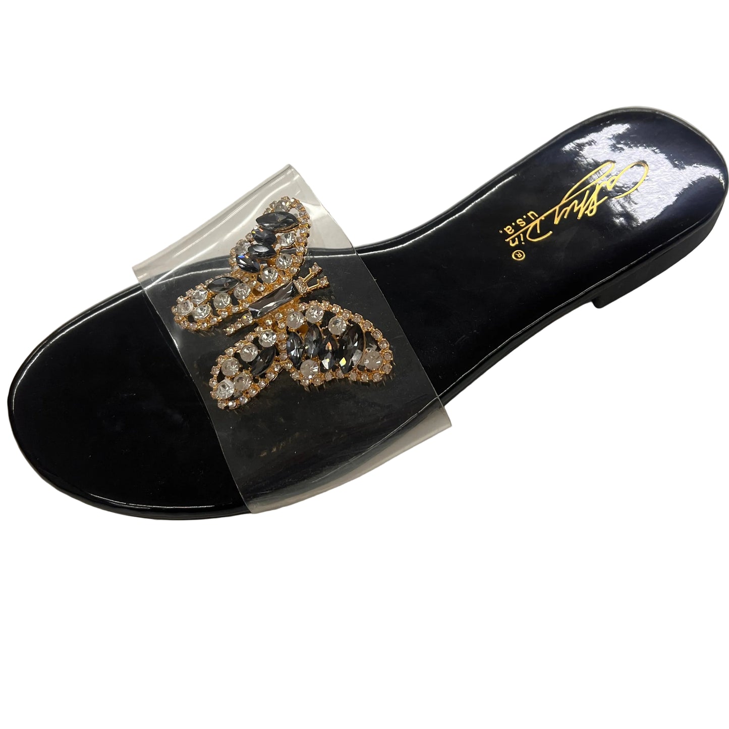 CLEAR BAND SANDAL WITH RHINESTONE BUTTERFLY KOHA-64