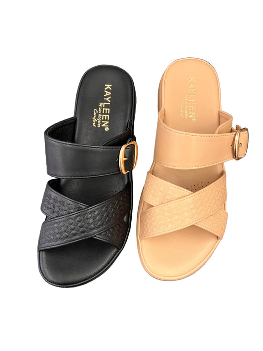 COMFORT FLAT CROSS BAND SLIDE SANDAL AUBRIE-4