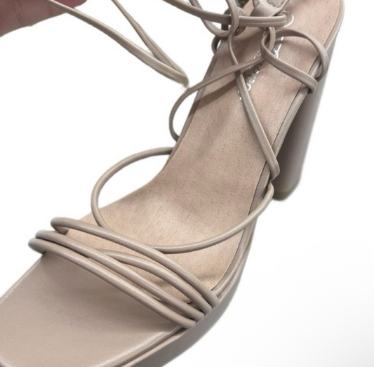 FUAX LEATHER STRAPPY TIE UP BLOCK HEEL UPSIDE-22