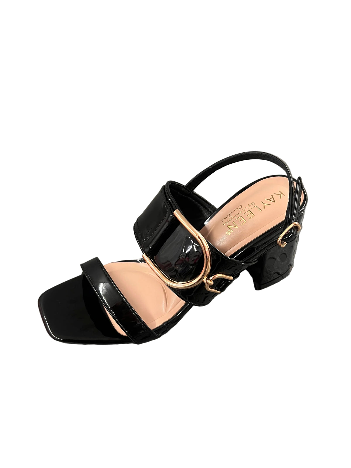 BLOCK HEEL WTIH BIG GOLD SIDE BUCKLE LOLO-125