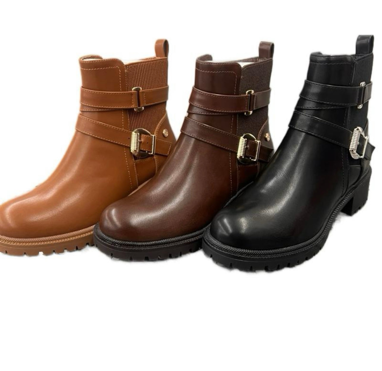 BUCKLE DETAIL BLOCK HEEL ANKLE BOOT PASCO-201