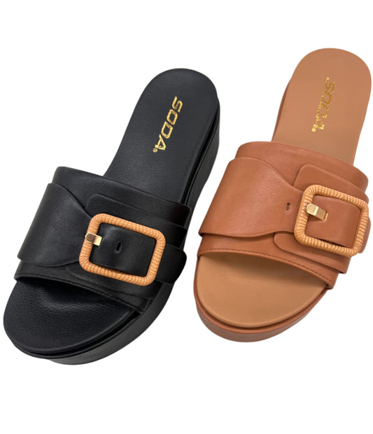 FUAX LEATHER PLATFORM SANDALS LULAH