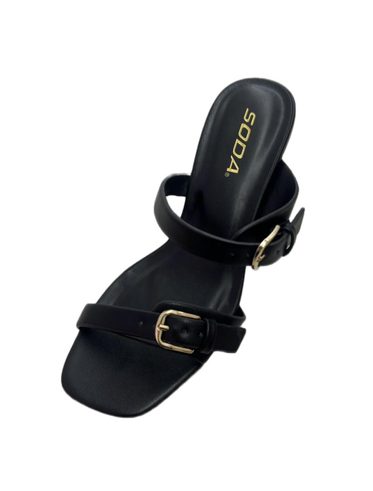 WOMENS KITTEN HEEL DOUBLE BUCKLE SLIDE HEEL CANDICE-S