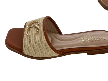 FLAT SLIDE SANDAL WITH RAFFIA DETAIL BYOKO-15