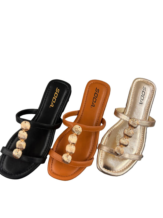 SLIDE SANDAL WITH GOLD RINGS AFTON