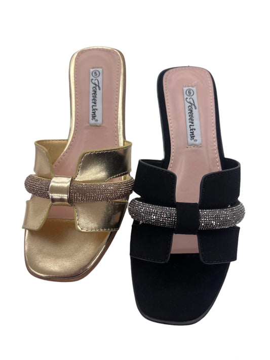 SLIDE H DETAIL SANDAL WITH RHINESTONE BAND MAIN-15