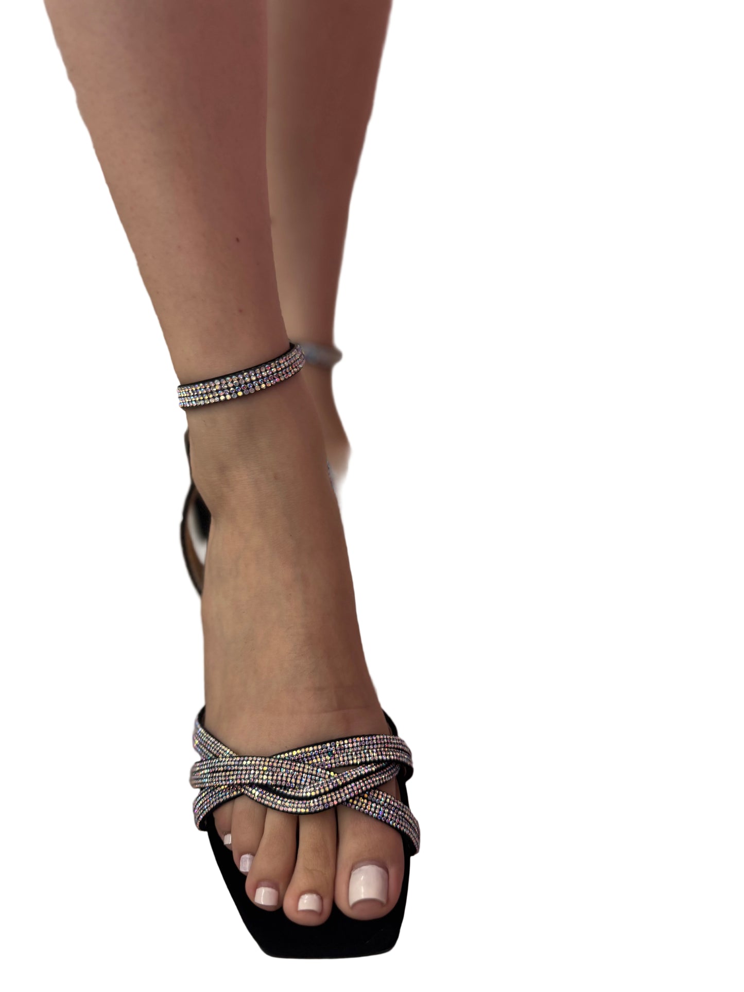 BLOCK HEEL WITH RHINESTONE TOE BAND AYADA-8